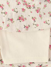 Girls Floral Tiered V-Waist Dress