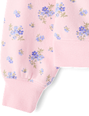Girls Floral Off Shoulder Fleece Sweatshirt