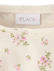 Girls Floral Off Shoulder Fleece Sweatshirt