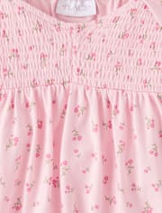 Girls Floral Smocked Peplum Top