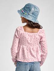 Girls Floral Smocked Peplum Top
