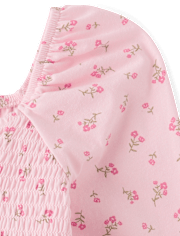 Girls Floral Smocked Peplum Top