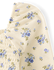 Girls Floral Smocked Peplum Top