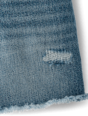 Girls Ripped Relaxed Denim Midi Shorts