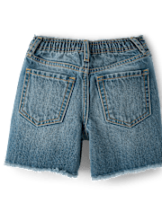 Girls Ripped Relaxed Denim Midi Shorts