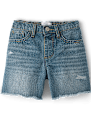 Girls Ripped Relaxed Denim Midi Shorts