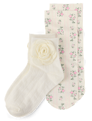 Lot de 2 paires de chaussettes mi-longues à fleurs 3D pour filles