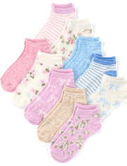 Girls Floral Ankle Socks 10-Pack