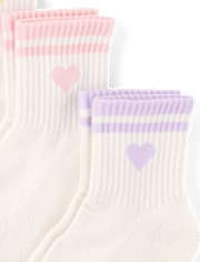 Lot de 6 paires de chaussettes mi-mollet rembourrées à rayures et cœurs pour filles