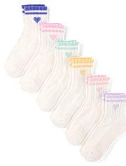 Girls Striped Heart Cushioned Midi Socks 6-Pack