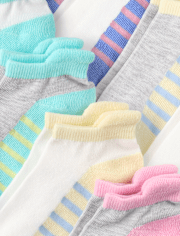 Girls Colorblock Cushioned Ankle Socks 10-Pack