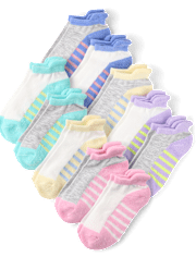 Girls Colorblock Cushioned Ankle Socks 10-Pack