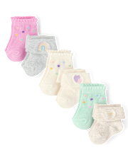 Baby Girls Embroidered Icon Midi Socks 6-Pack
