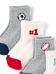 Lot de 6 paires de chaussettes de sport rembourrées mi-mollet pour petits garçons