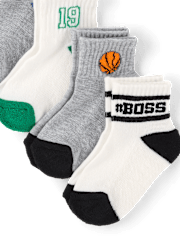 Lot de 6 paires de chaussettes de sport rembourrées mi-mollet pour petits garçons