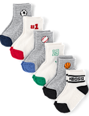 Toddler Boys Sports Cushioned Midi Socks 6-Pack