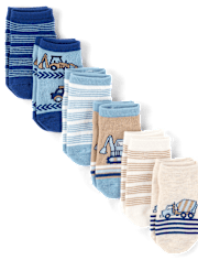 Toddler Boys Construction Vehicle Ankle Socks 6-Pack