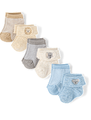 Baby Boys Animal Cushioned Turn Cuff Socks 6-Pack