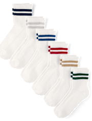 Boys Striped Cushioned Midi Socks 6-Pack