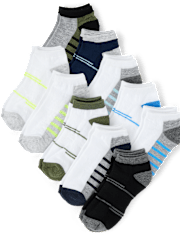 Boys Colorblock Cushioned Ankle Socks 10-Pack
