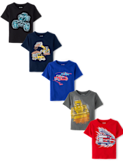 Baby And Toddler Boys Vehicle Graphic Tee 5-Pack