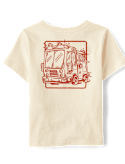 Baby And Toddler Boys Fire Truck Front And Back Graphic Tee