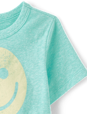 Baby And Toddler Boys Marled Happy Face Graphic Tee