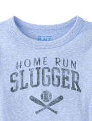 Baby And Toddler Boys Marled Home Run Slugger Baseball Graphic Tee