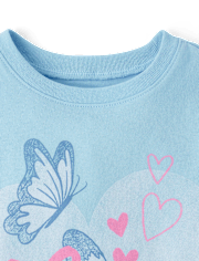 T-shirt graphique papillon et nœud papillon pour bébés et petites filles