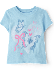 Baby And Toddler Girls Butterfly Bow Graphic Tee
