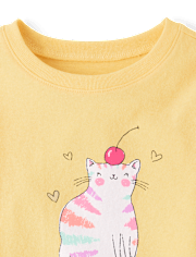Baby And Toddler Girls Ice Cream Cat Graphic Tee