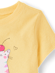 Baby And Toddler Girls Ice Cream Cat Graphic Tee