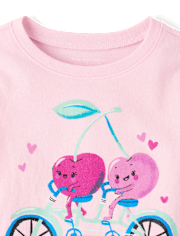 Baby And Toddler Girls Cherries Bicycle Graphic Tee