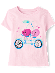 Baby And Toddler Girls Cherries Bicycle Graphic Tee