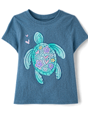 T-shirt à motif tortue pour bébés et petites filles