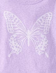 Baby And Toddler Girls Marled Butterfly Relaxed Graphic Tee