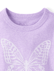 T-shirt graphique décontracté à papillon chiné pour bébés et petites filles