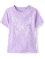Baby And Toddler Girls Marled Butterfly Relaxed Graphic Tee