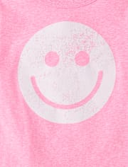 Baby And Toddler Girls Marled Happy Face Relaxed Graphic Tee