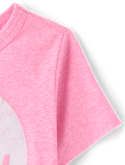 Baby And Toddler Girls Marled Happy Face Relaxed Graphic Tee