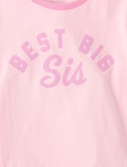 Girls Best Big Sis Graphic Ringer Tee
