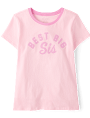 Girls Best Big Sis Graphic Ringer Tee