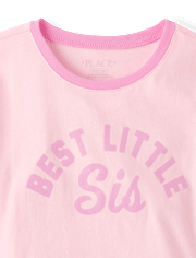Girls Best Little Sis Graphic Ringer Tee