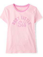 Girls Best Little Sis Graphic Ringer Tee