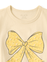 T-shirt graphique décontracté à nœud floral pour filles