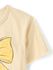 T-shirt graphique décontracté à nœud floral pour filles