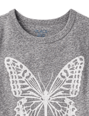Girls Marled Butterfly Relaxed Graphic Tee