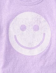 T-shirt graphique oversize à motif visage souriant chiné pour filles