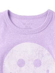 Girls Marled Happy Face Relaxed Graphic Tee