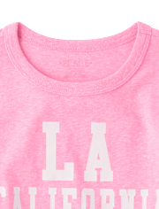 Girls Marled LA California Vibes Oversized Graphic Tee